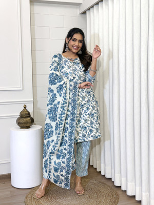 BoldStich Floral Print Kurta, Trouser/Pant & Dupatta Set