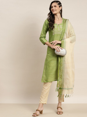 Jompers Embroidered Kurta, Trouser/Pant & Dupatta Set