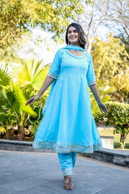 kumar creation Embroidered Anarkali Kurta, Bottom & Dupatta Set