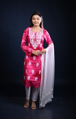 MALKIAT Embroidered Kurta, Trouser/Pant & Dupatta Set