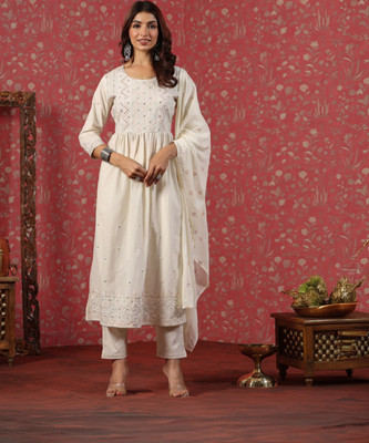 Readiprint Fashions Solid Kurta, Palazzo & Dupatta Set