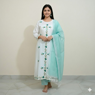 Disondiya Collections Printed Kurta, Trouser/Pant & Dupatta Set