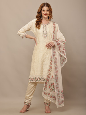 Neemzari Embroidered Kurta, Trouser/Pant & Dupatta Set