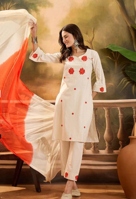 Irenzz Enterprise Embroidered Kurta, Trouser/Pant & Dupatta Set
