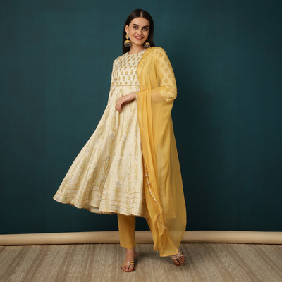 Jaipur Kurti Self Design Kurta, Trouser/Pant & Dupatta Set