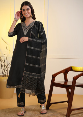 DSK Studio Embroidered Kurta, Trouser/Pant & Dupatta Set