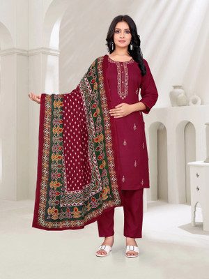 Talavadi Embroidered Kurta, Churidar & Dupatta Set