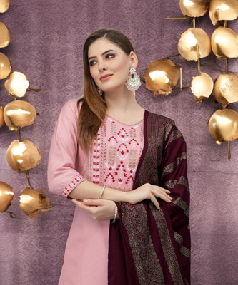 ORRIYA Polka Print Kurta, Trouser/Pant & Dupatta Set