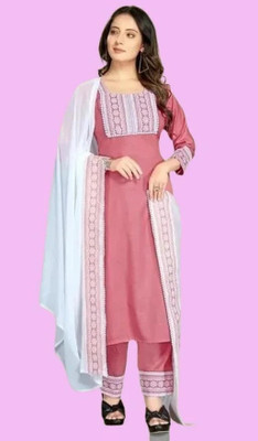 CLAVINET Self Design Kurta, Palazzo & Dupatta Set