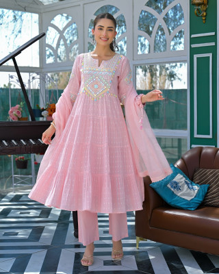 ETHICS FASHIONABLES Self Design Kurta, Dhoti Pant & Dupatta Set