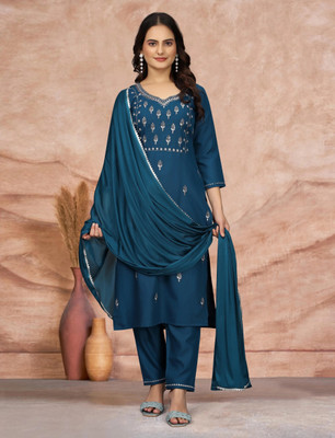 KurtiKriti Embroidered Kurta, Trouser/Pant & Dupatta Set
