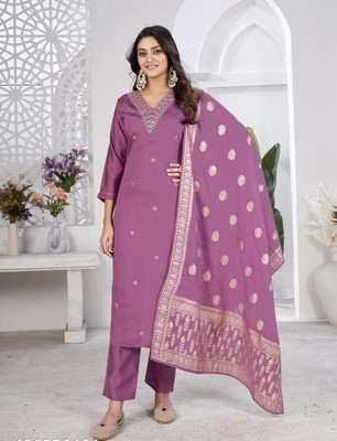 Rudra Enterprise Embroidered Kurta, Trouser/Pant & Dupatta Set