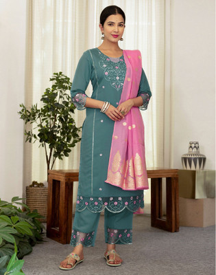 Skylee Embroidered Kurta, Salwar & Dupatta Set