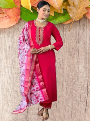 SAIRA NX Embroidered, Embellished Kurta, Trouser/Pant & Dupatta Set