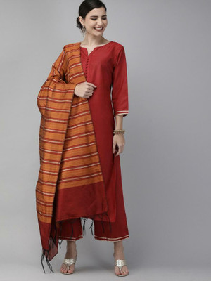 Thezaara Self Design Kurta, Palazzo & Dupatta Set