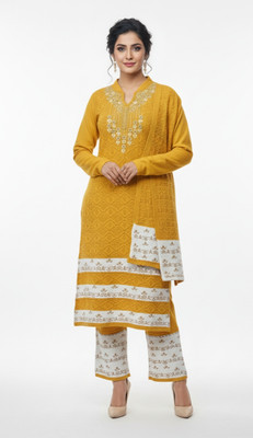 Trendyz Embroidered Kurta, Palazzo & Dupatta Set