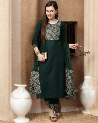 ORRIYA Self Design Kurta, Trouser/Pant & Dupatta Set
