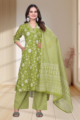 sthreevastra Printed Kurta, Trouser/Pant & Dupatta Set