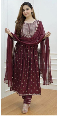Rootsoul Fashion For You Embroidered Kurta, Trouser/Pant & Dupatta Set