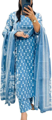 JAINISMCRAFTINGANDCLOTHING Printed Kurta, Trouser/Pant & Dupatta Set