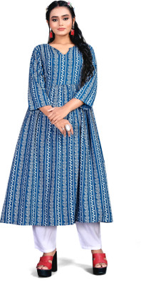 Runaya Nx Printed Anarkali Kurta, Bottom & Dupatta Set