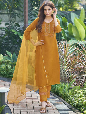 Zinariya Fab Embroidered Kurta, Churidar & Dupatta Set
