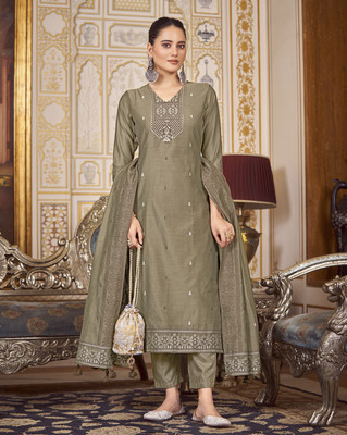 Fourleaf Self Design Kurta, Trouser/Pant & Dupatta Set