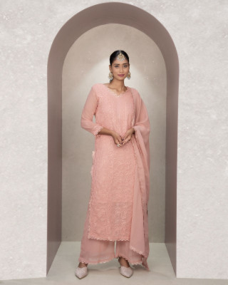 K Y W Embroidered Kurta, Trouser/Pant & Dupatta Set