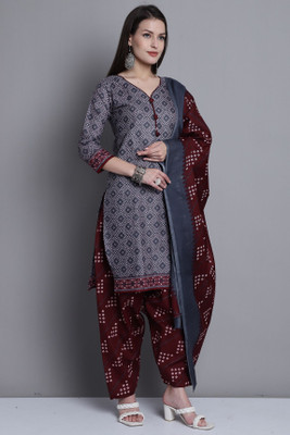 VihaanExim Printed Kurta, Patiala & Dupatta Set