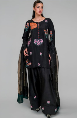 Trendzy Floral Print, Embroidered, Solid Kurta, Patiala & Dupatta Set