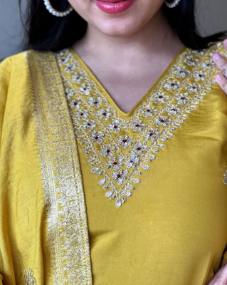 AALO FASHION Embroidered Kurta, Trouser/Pant & Dupatta Set