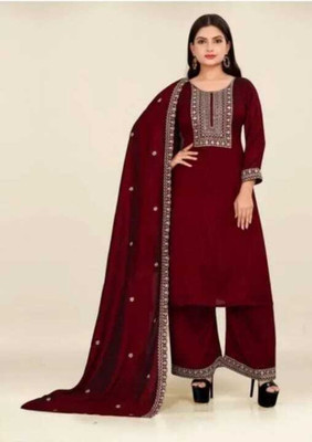 HIYAN TEXTILES Women Embroidered Anarkali Kurta(Maroon)