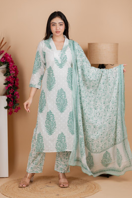 Komfortive Printed Kurta, Trouser/Pant & Dupatta Set