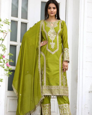 trihora Embroidered Kurta, Trouser/Pant & Dupatta Set