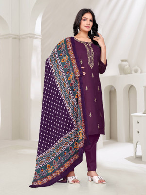 tradenest Embroidered Kurta, Salwar & Dupatta Set