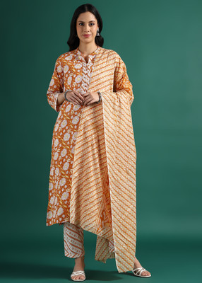 Suskriti Floral Print Kurta, Trouser/Pant & Dupatta Set