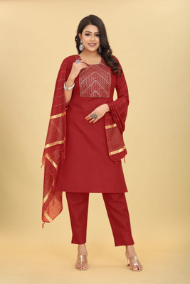 HOUSE OF COMMON Embroidered Kurta, Trouser/Pant & Dupatta Set