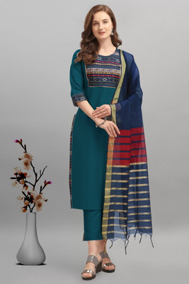 KPHOUSE Self Design Kurta, Trouser/Pant & Dupatta Set