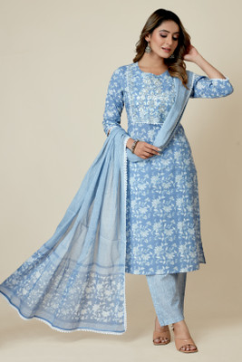 SARRAS Printed Kurta, Trouser/Pant & Dupatta Set