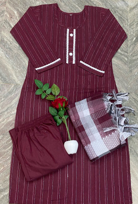 alliance collection Striped, Woven, Self Design, Solid Kurta, Trouser/Pant & Dupatta Set
