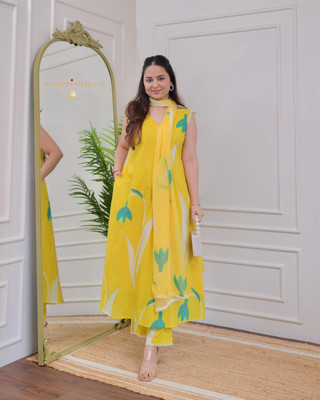 BAINSLA Printed Anarkali Kurta, Bottom & Dupatta Set