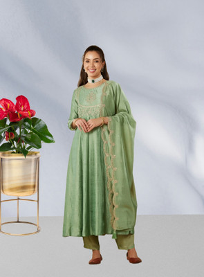 KHANJAN FASHION Embroidered Kurta, Trouser/Pant & Dupatta Set