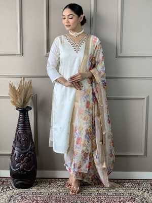 RN Fashion Embroidered Kurta, Trouser/Pant & Dupatta Set