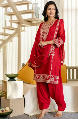 ARVINDTEXTILE Self Design Kurta, Patiala & Dupatta Set