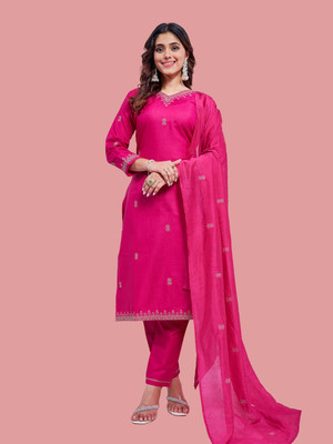 Theasvolks Embroidered Kurta, Trouser/Pant & Dupatta Set
