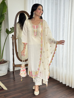 ShechoiceFAB Embroidered Kurta, Trouser/Pant & Dupatta Set