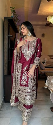 HOUSE OF COMMON Embellished, Embroidered Kurta, Trouser/Pant & Dupatta Set