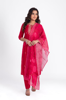 LABEL BY ANUSHA Embroidered Kurta, Trouser/Pant & Dupatta Set