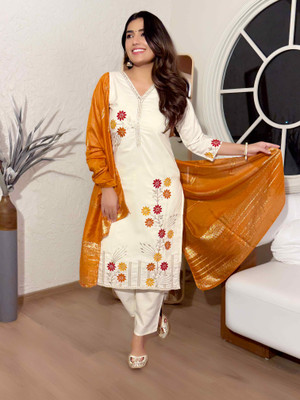 Yipsy Fashion Embroidered Anarkali Kurta, Bottom & Dupatta Set
