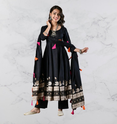 Khavas creations Self Design Anarkali Kurta, Bottom & Dupatta Set